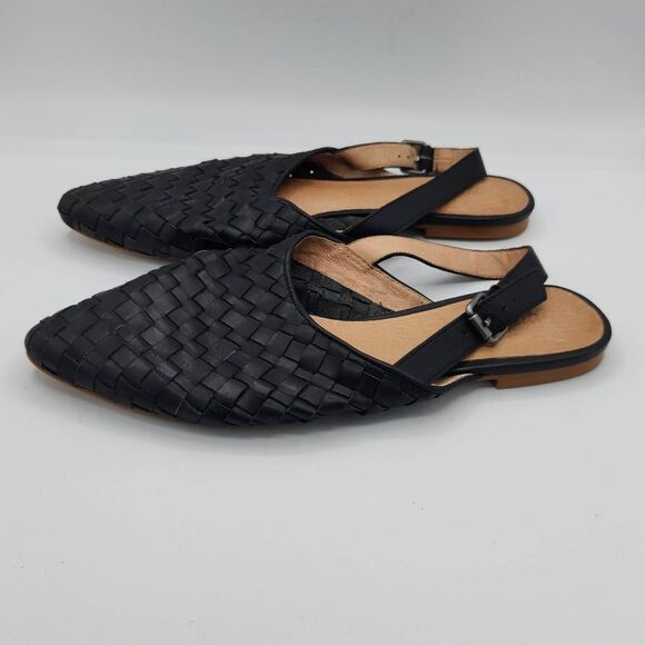 Madewell The Remi Slingback Flat in Woven Leather True Black Women's Size 8.5 - Picture 3 of 9